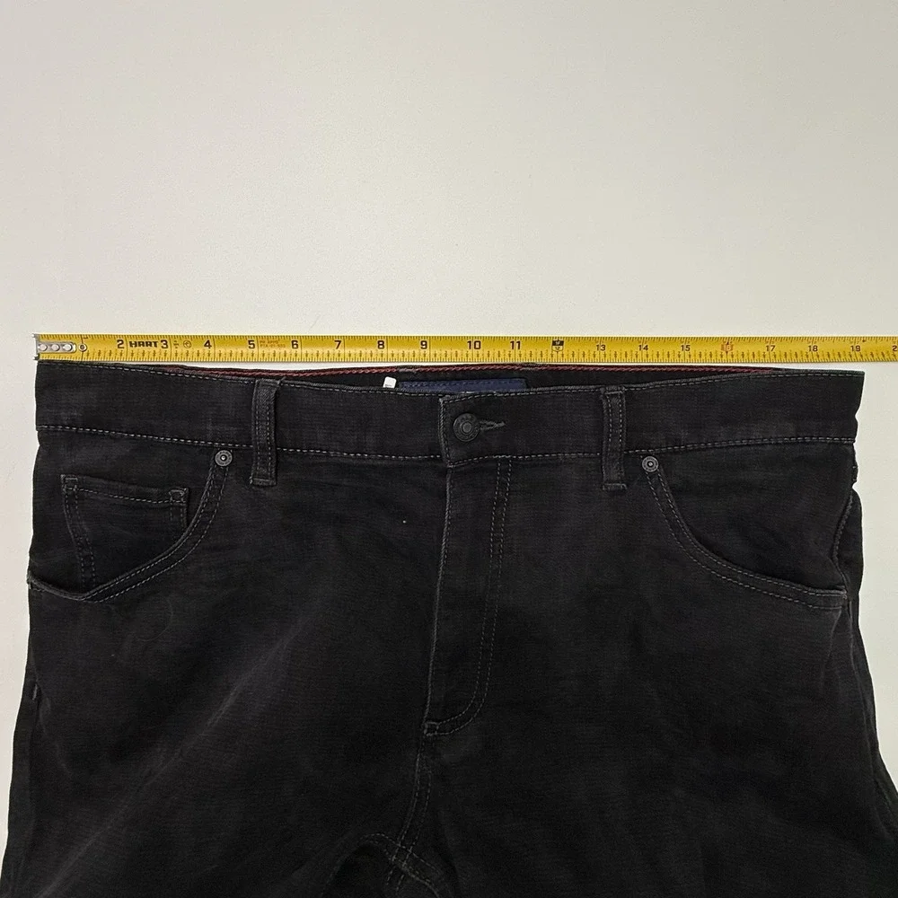 Alberto Men's Brushed Double Black Denim Jeans Modern Fit Straight‎ 36/32 Stone
